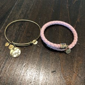 BOGO Alex & Ani bracelet set Pink leather Leo gold